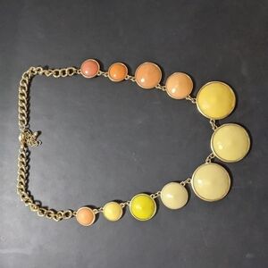 Gold Tone Yellow Peach Bubble Round Statement Necklace